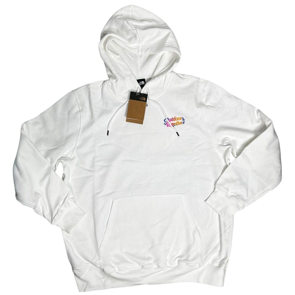 The North Face Hoodie Mens L White Outdoor Together Colorful Adventure Orange - Picture 2 of 5